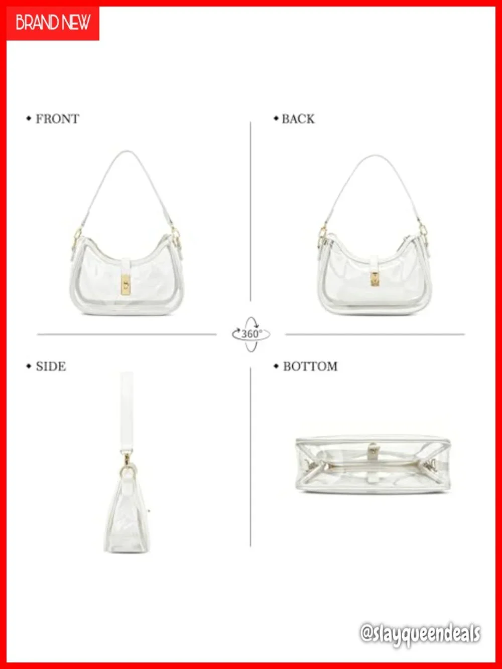 Crescent Hobo Shoulder Bag Vegan Leather PVC Chain Strap Crossbody